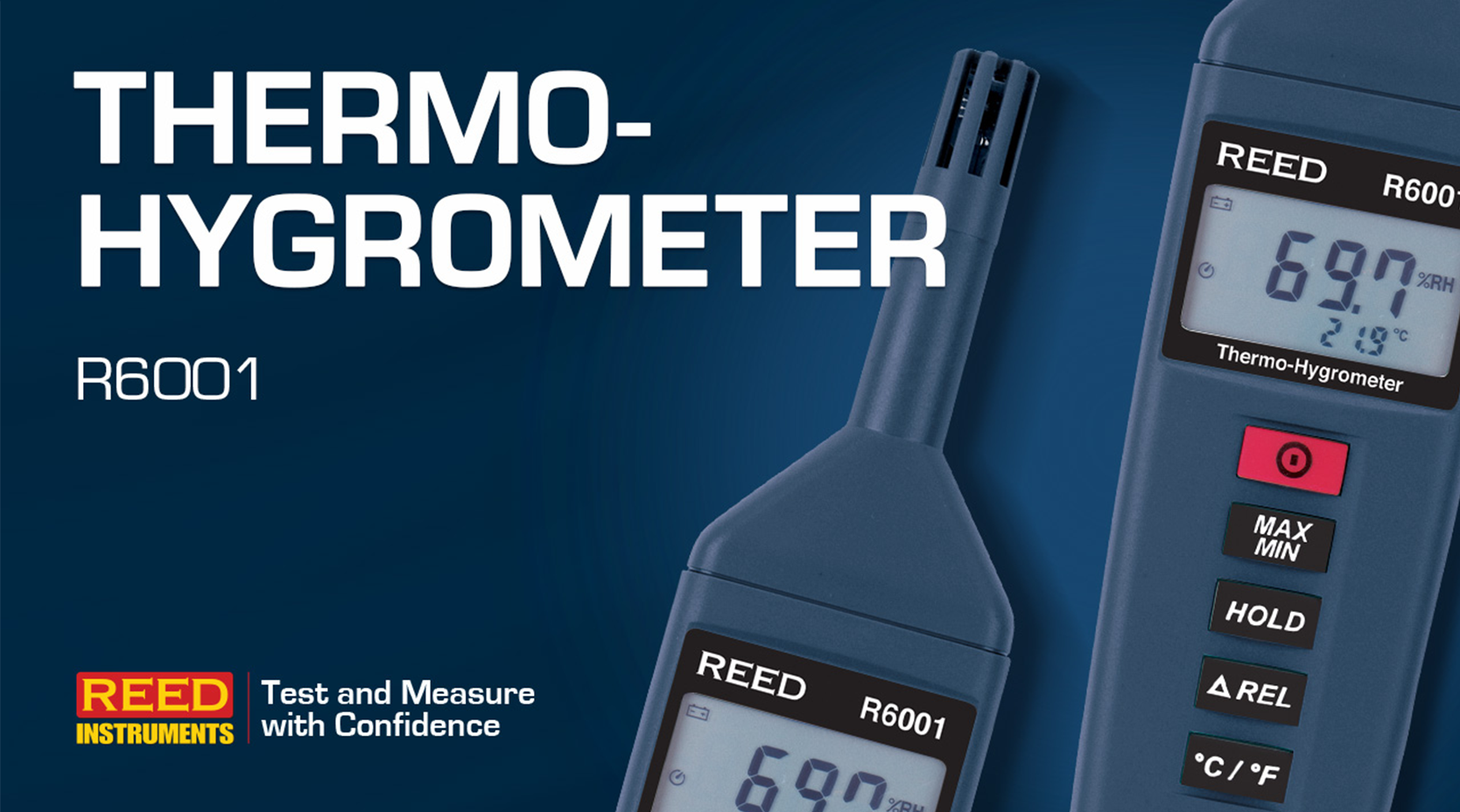 REED R6001 ThermoHygrometer, 4 to 140°F (20 to 60°C), 0100RH