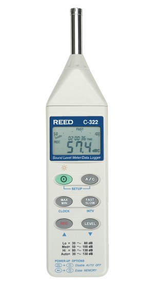 REED C-322 Sound Level Meter/Data Logger, 32 to 130dB-