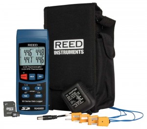 REED R2450SD-KIT3 Thermom&amp;egrave;tre avec enregistrement de donn&amp;eacute;es, carte SD, adaptateur d'alimentation et 4 sondes thermocouples-