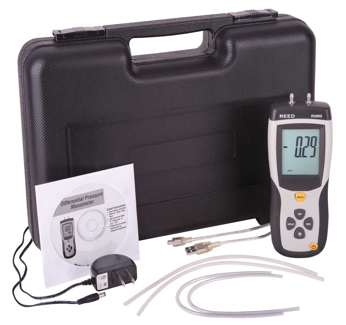 REED R3002 Digital Differential Pressure Manometer (5psi)-Included