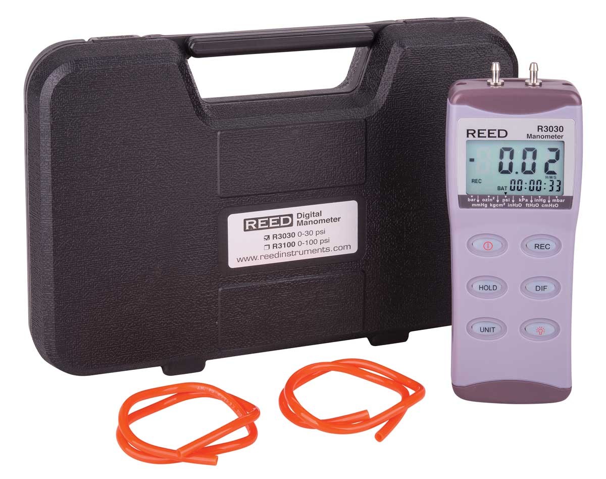 REED R3030 Digital Differential Pressure Manometer (30psi)-Included