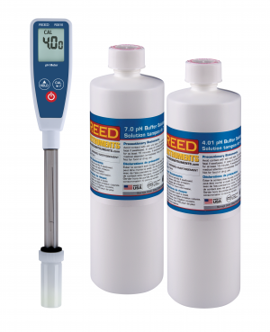 REED R3510-KIT pH-m&amp;egrave;tre &amp;agrave; tige longue et ensemble de solution tampon 4pH/7pH-