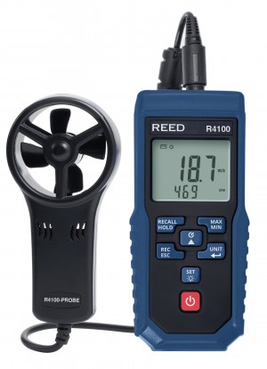 REED R4100 Thermo-An&amp;eacute;mom&amp;egrave;tre &amp;agrave; h&amp;eacute;lice avec mesure du volume d&#039;air-