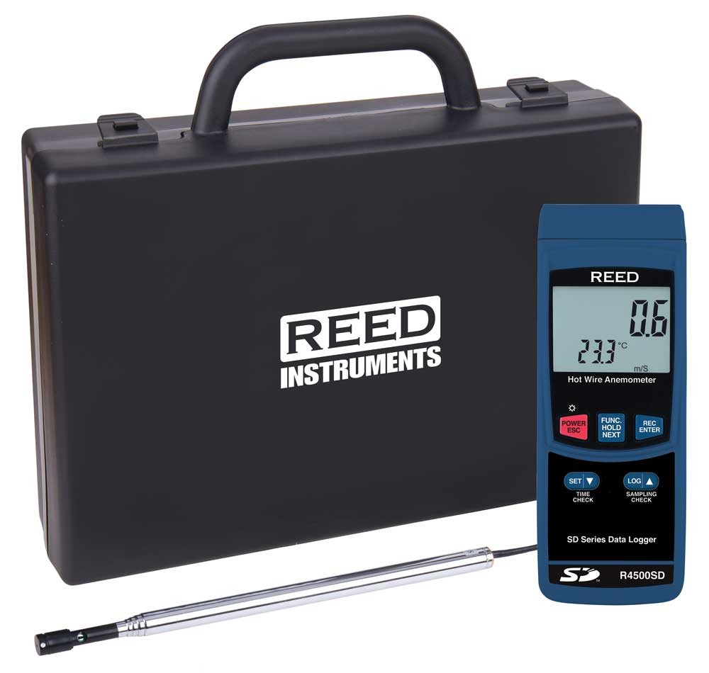 REED R4500SD Thermo-an&amp;eacute;mom&amp;egrave;tre &amp;agrave; fil chaud avec enregistrement de donn&amp;eacute;es-Included