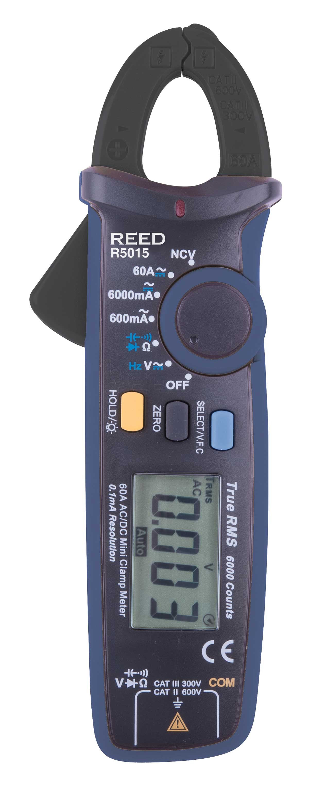 REED R5015 True RMS Mini Clamp Meter, 60A AC/DC-