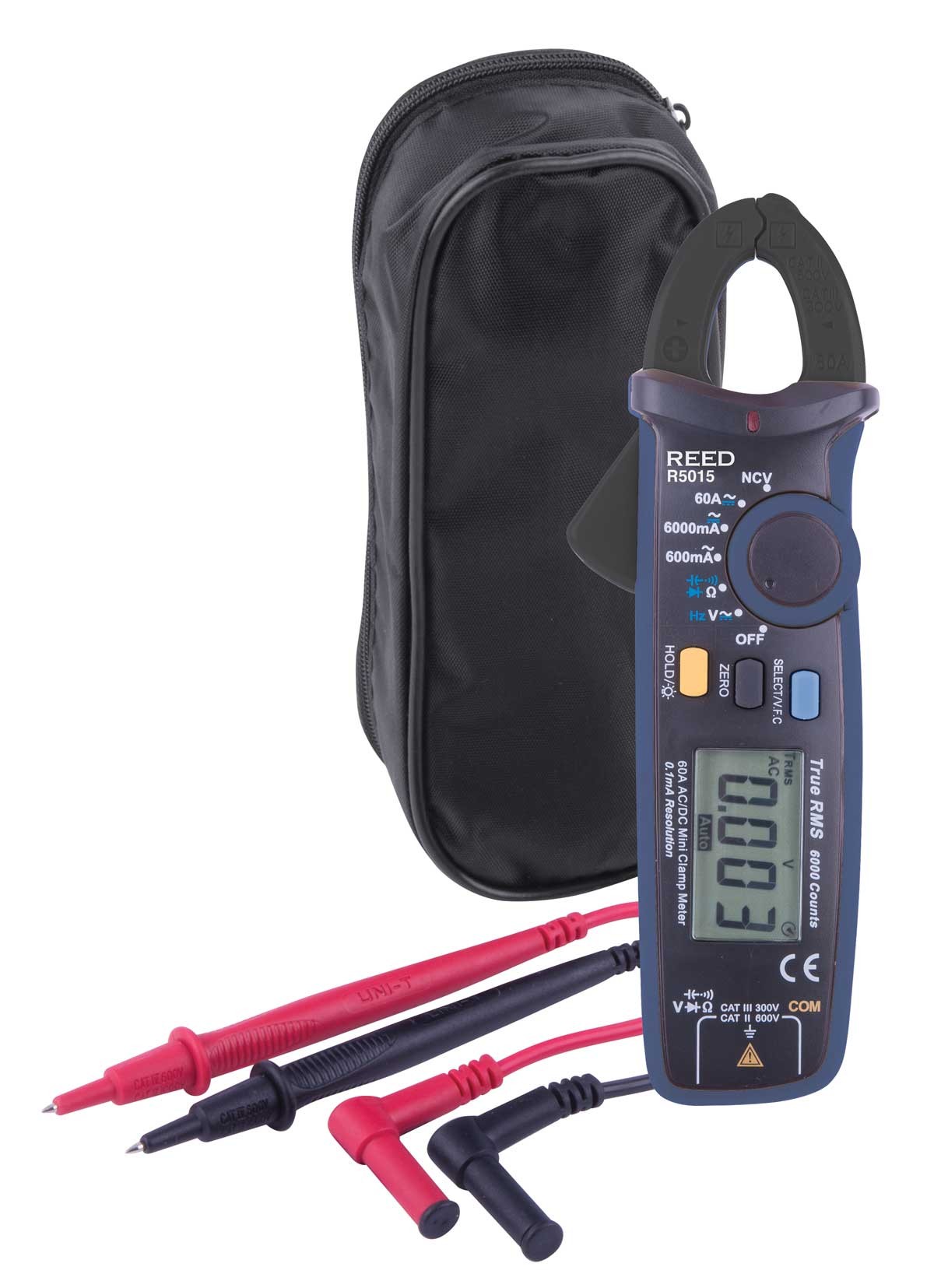 REED R5015 True RMS Mini Clamp Meter, 60A AC/DC-Included