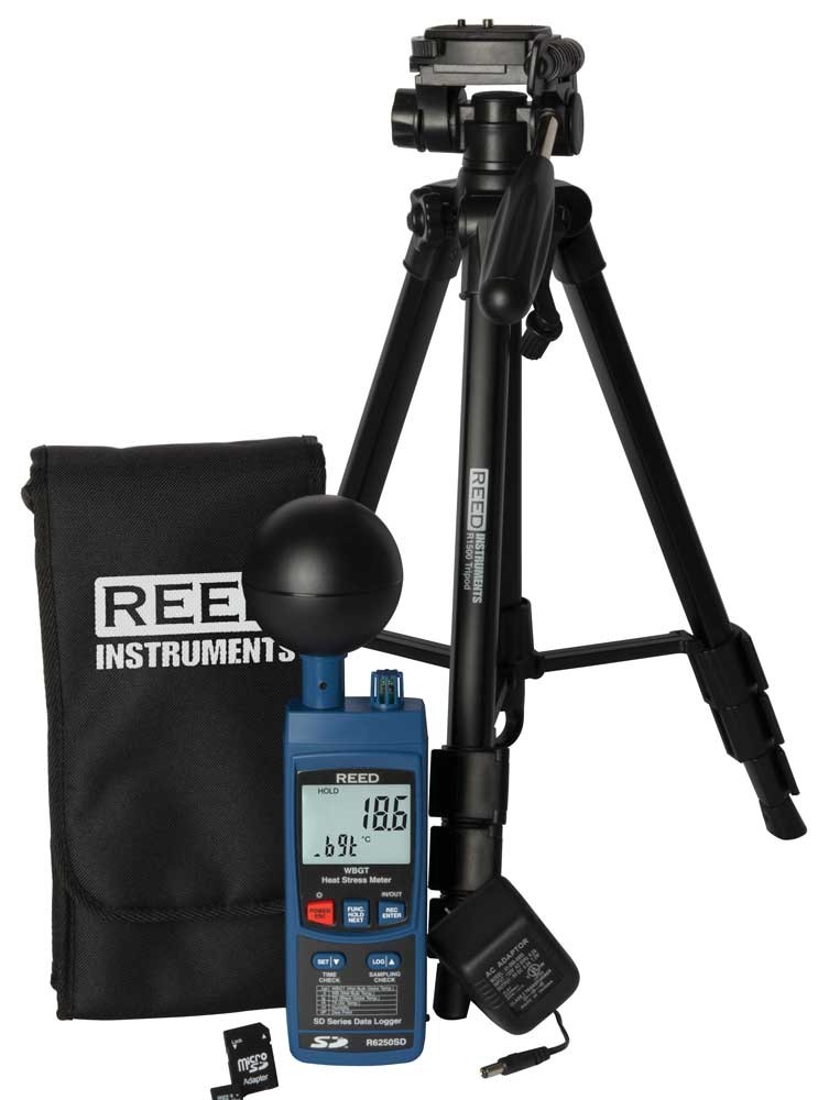 REED R6250SD-KIT2 Data Logging Heat Stress Meter with Tripod, SD Card and Power Adapter-