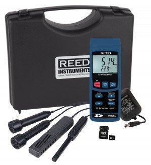 REED R9910SD-KIT Data Logging Indoor Air Quality Meter Kit with Power Adapter and SD Card-